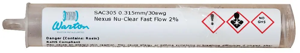 Warton Nexus Nu-Clear Lead-Free Solder Wire, 0.315mm, 2m