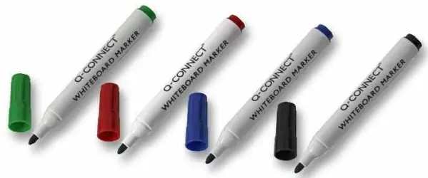 Q Connect Bullet Tip Whiteboard Marker Pens, 10 Pack, Assorted Colours