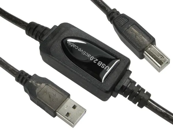 PRO SIGNAL USB 2.0 A to B Plug Active Booster Cable, 15m Black