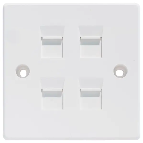 TUK 1 Gang Shuttered Keystone Faceplate, White, 4 Modules