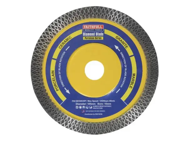 Faithfull Porcelain Diamond Blade, 105 x 16mm