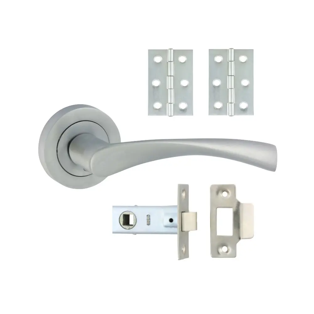 Timco Edleston Lever On Rose Door Pack, Satin Chrome