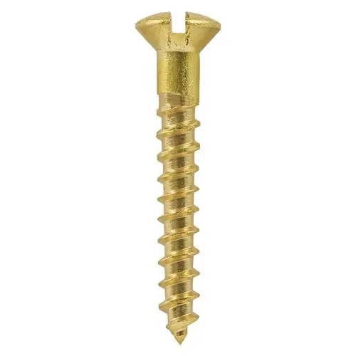 Timco Solid Brass Timber Screws, Slotted, Size 8 x 2, 200-Pack