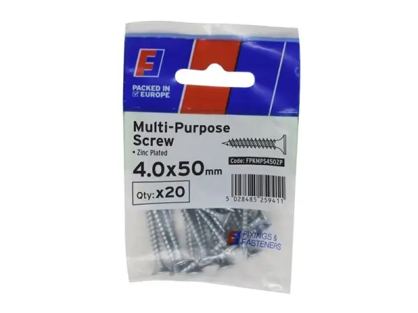 ForgeFix Viti Pozidriv Multiuso, 4.0 x 50 mm, Zincate, Confezione da 10