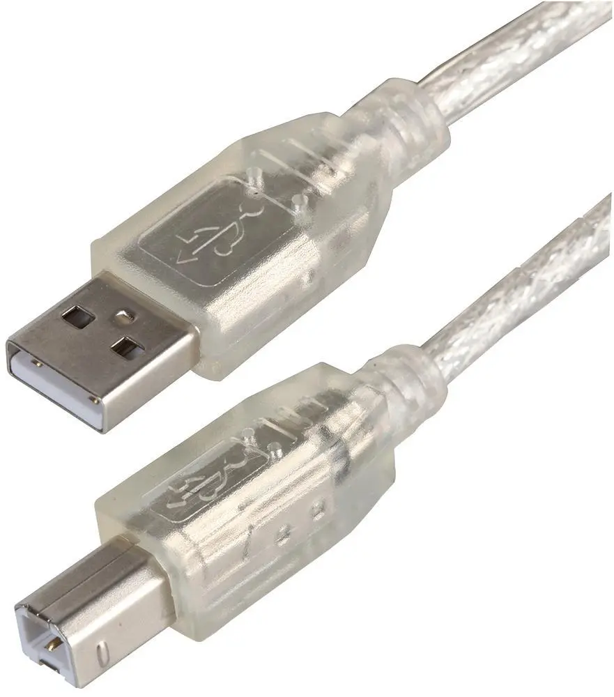 PRO SIGNAL USB 2.0 A to B Cable, Transparent, 2m