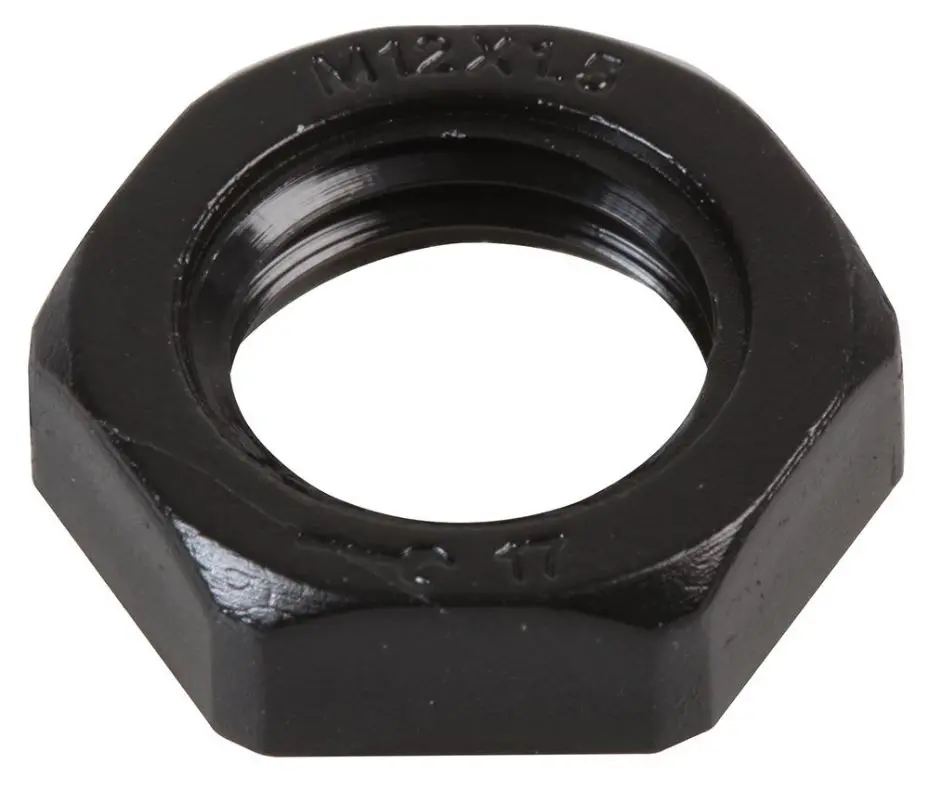 PRO POWER Black Nylon Lock Nut, M12, Pack of 10