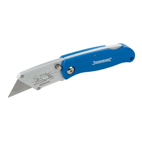 Silverline Lock-Back Utility Knife, 100mm, with Quick-Release Button