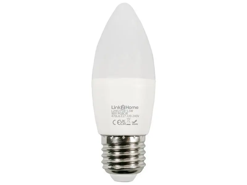 Link2Home Wi-Fi LED ESキャンドル電球 調光・RGB対応 470lm 5.5W