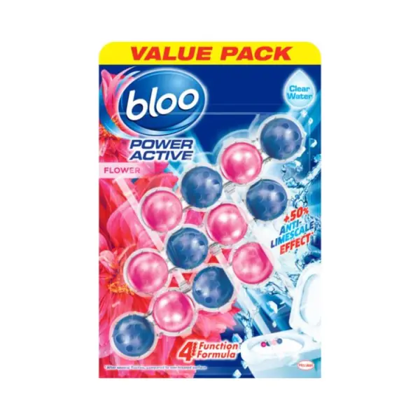 Bloo Power Active Clear Water Toilet Rim Block, 50g 3pk