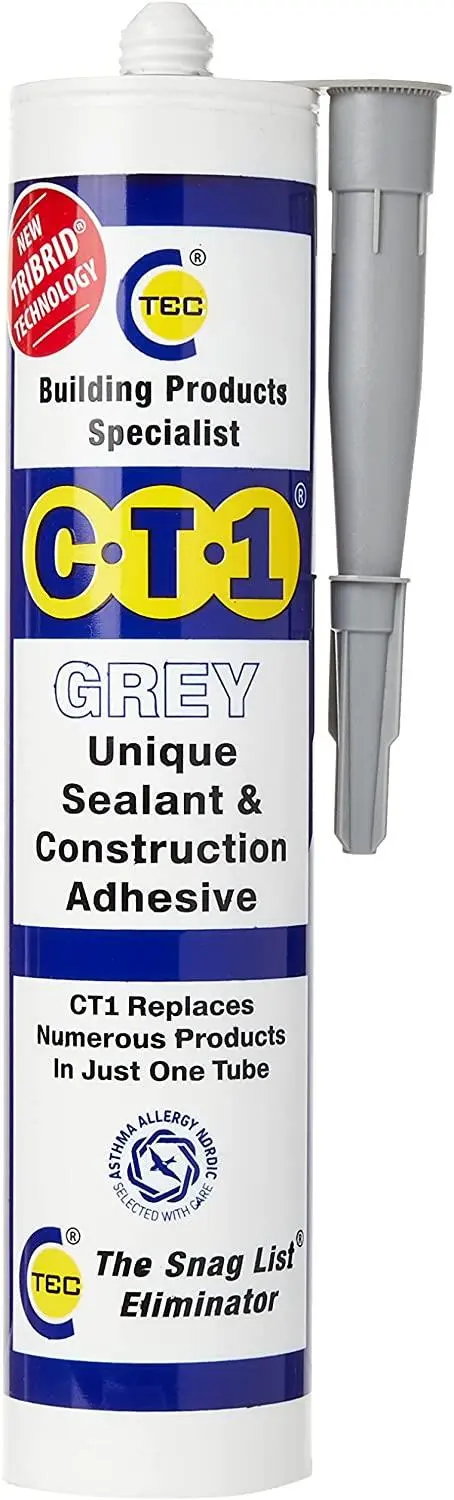 CT1 Grey Building Sealant & Adhesive, 1 Tube, TRIBRID Technology