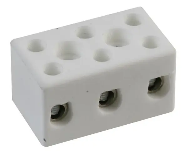 HiLo Ceramic Terminal Block, 3 Way, 15A, 1000°C