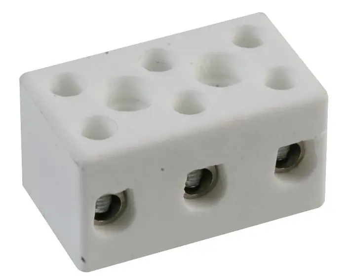 HiLo Ceramic Terminal Block, 3 Way, 15A, 1000°C