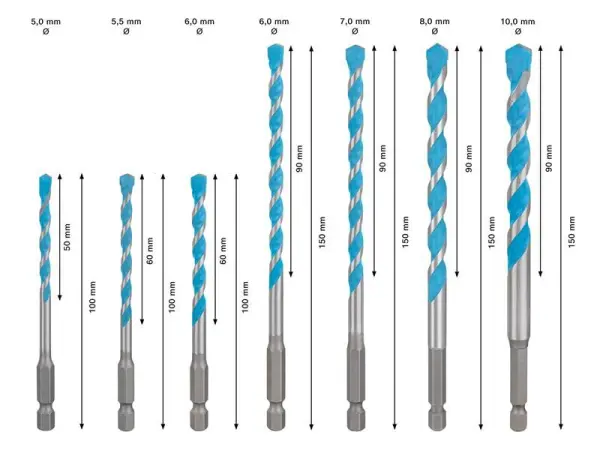 Bosch EXPERT HEX-9 Multi Construction Drill Bit Set - 7 Piece