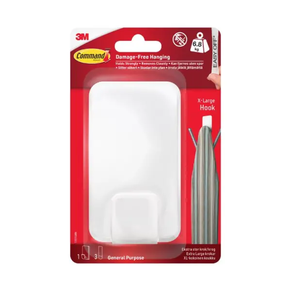 Command Utility Hook X-Large, White, 6.8kg Weight Limit