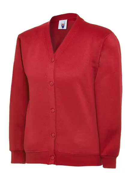 Uneek Kinder Cardigan - 50% Polyester 50% Baumwolle - Rot - Größe 3/4 Jahre