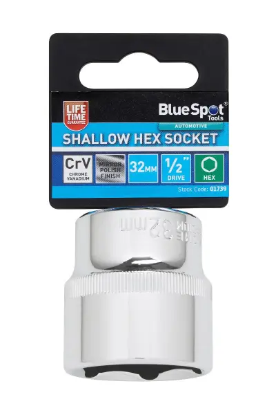 Blue Spot Tools Soket Hex Cetek 32mm, 1/2'' Pemacu