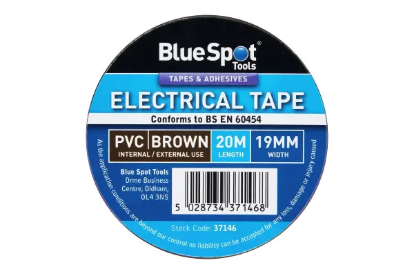 Blue Spot 20M Brown PVC Electrical Tape, 19mm