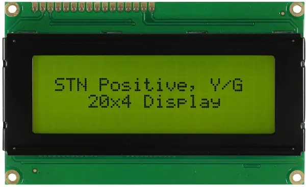 WINSTAR LCD Display Module, Yellow/Green, STN, Positive, Reflective - 20x4