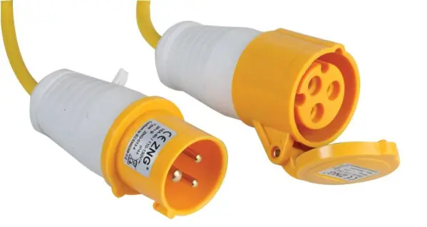 PRO ELEC 110V 16A CEE Verlengkabel met Plug en Stopcontact, 14m, Geel