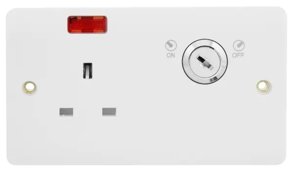 MODE Key Lockable Switched Socket 2 Gang Double Pole 13A White