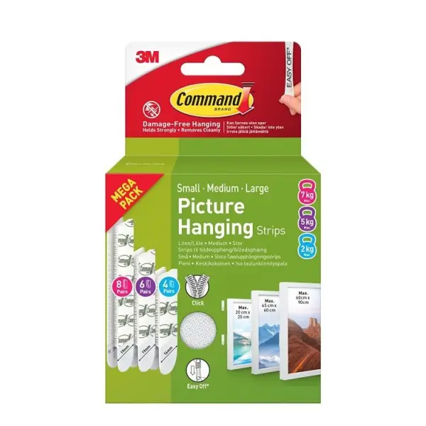 Command Picture Hanging Strips Combi Pack - Small, Medium, Large, 48 g
