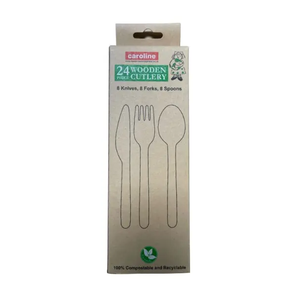 Caroline Wooden Cutlery Set, Assorted, 24-Piece