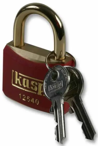 Kasp Lucchetto Rosso con Archetto in Ottone, Chiave Unica, 40mm