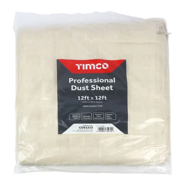 Timco Professional - Bâche de protection en coton twill, 3,65m x 3,65m