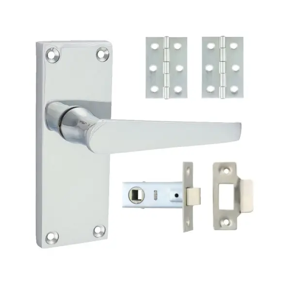 Victorian Straight Latch Door Pack - Polished Chrome (2-Piece)