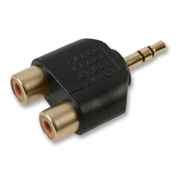 Pro Signal UK 2 Phono Sockets to 3.5mm Stereo Jack Plug, Gold Plated