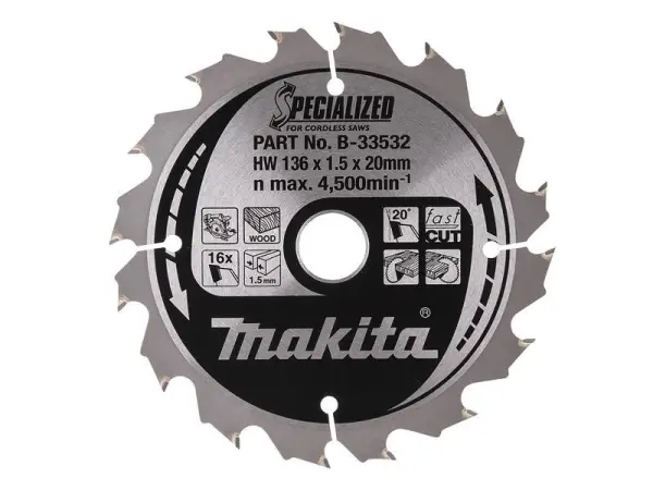 Makita B-33532 充電式ノコギリ刃 136mm×20mm