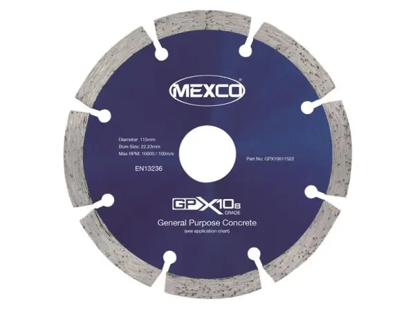 MEXCO GPX10 Concrete Diamond Blade - 115 x 22mm