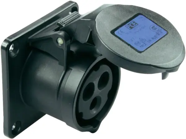 PCE Panelové CEE zásuvka 16A 230V, 2P+E, černá, IP44