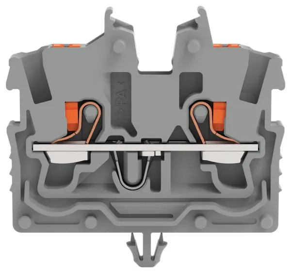 WAGO 2 Conductor Miniature Through Terminal Block, Snap-In Mounting, Push In Cl - Grey