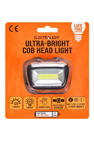 Electralight 120 Lumen COB Head Lamp with Batteries
