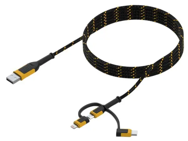 DEWALT Reinforced Braided 3-in-1 Combo Cable 1.8m