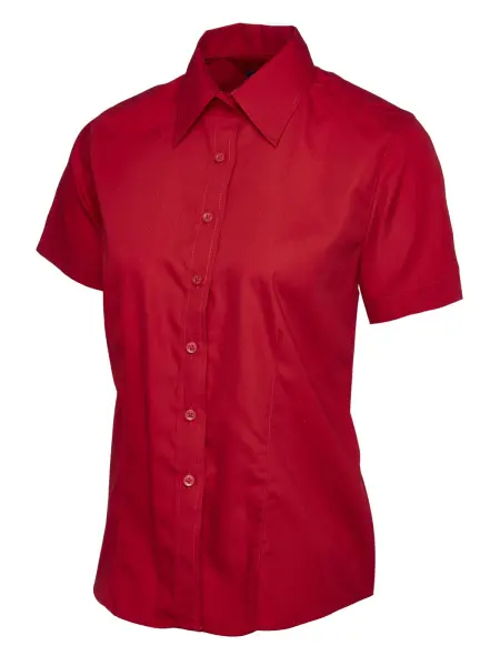 Uneek Dames Poplin Overhemd Korte Mouw - Rood, Maat L