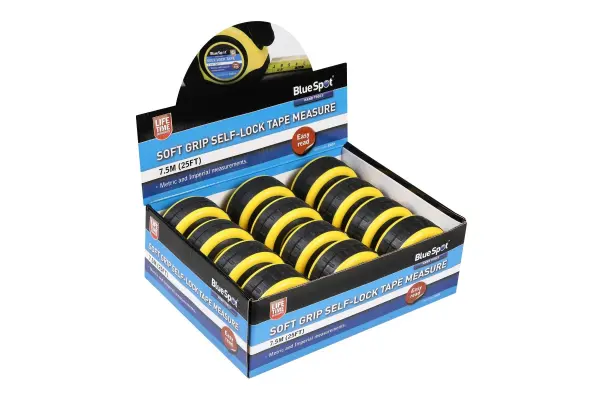 Blue Spot Tools Pita Ukur Auto-Lock 7.5m / 25ft, Genggaman Lembut