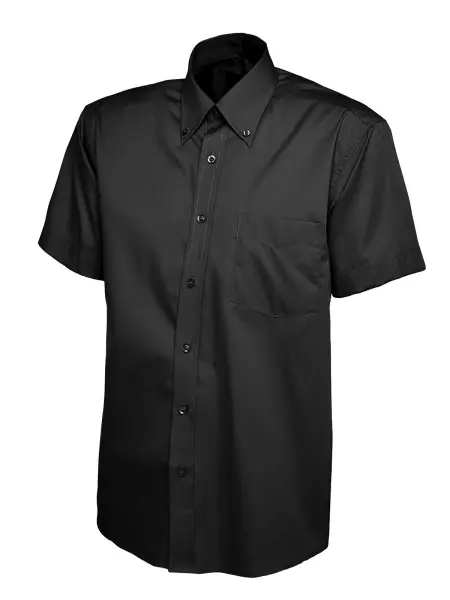 Uneek Heren Pinpoint Oxford Korte Mouw Shirt - 70% Katoen - Zwart - Maat 18.5