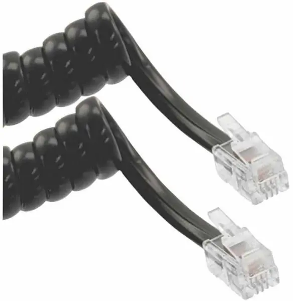 TUK Cabo Telefónico Enrolado RJ10 a RJ10 Preto 3,7m