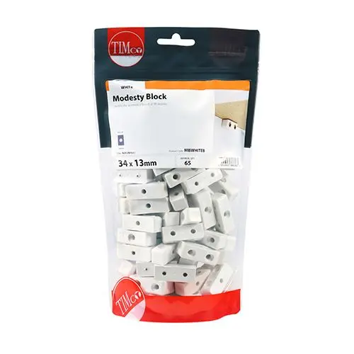 Timco White Modesty Blocks, 34 x 13 x 13mm, 65-Pack