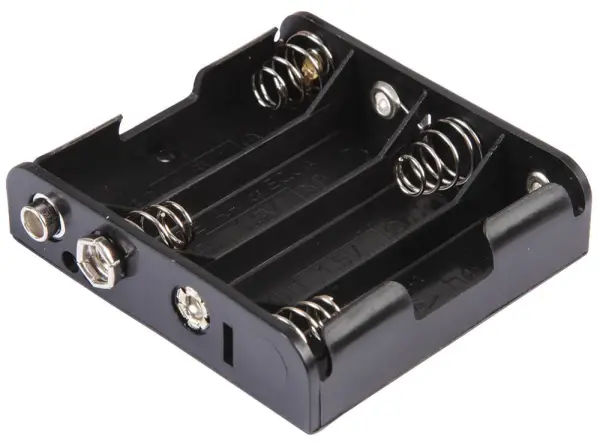 Multicomp Pro 4x AA Battery Holder, Coil Spring Contacts, Flat Snap Fit