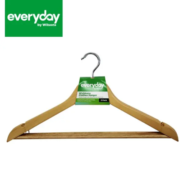 Everyday by Wilsons Holz-Kleiderbügel Wünschboner 3er Set mit Hosenbügel