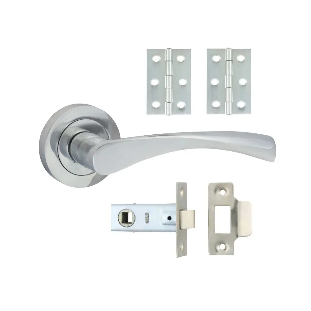 Timco Edleston Lever On Rose Door Pack - Polished Chrome