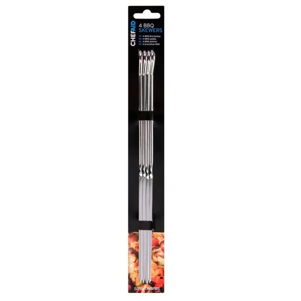 Chef Aid Metal BBQ Skewers 10-Inch / 25.5 cm, 4-Pack