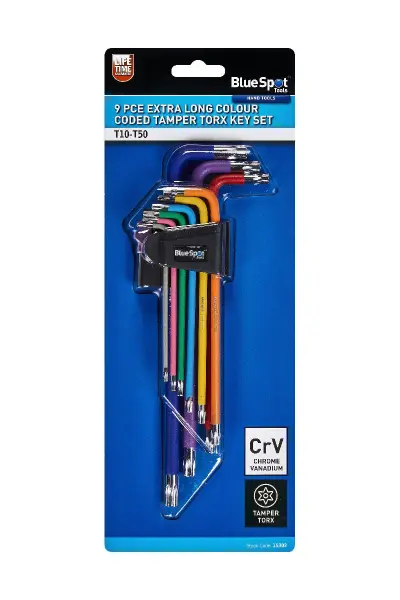Blue Spot Tools 9-Kluczy Torx Extra Długich Kolorowych (T10-T50)