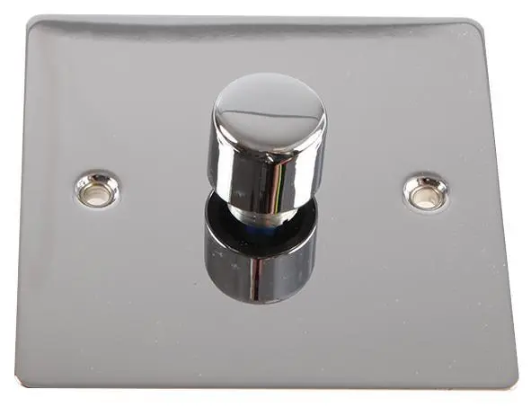 Volex Flat Plate 400W Dimmer Switch, 1 Gang, Chrome