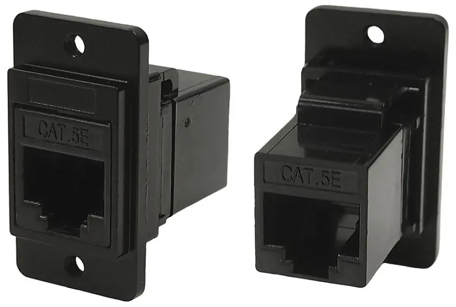 CLIFF Dual Entry RJ45 Cat5e Socket Feedthrough Connector, Black, Metal