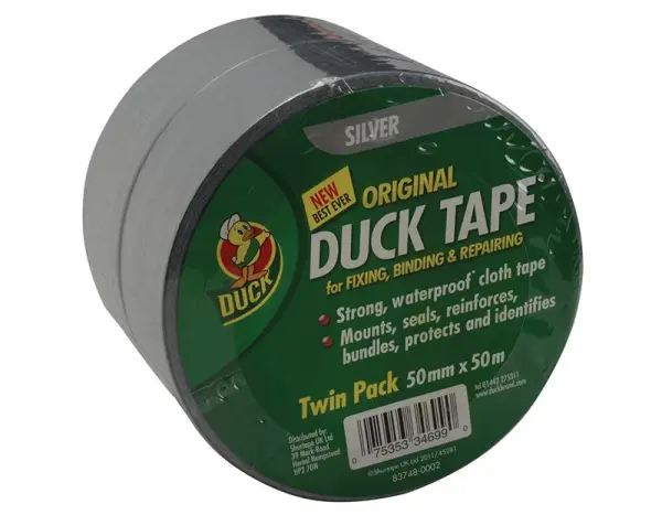 Shurtape Duck Tape Original Silver, 50mm x 50m, Twin Pack