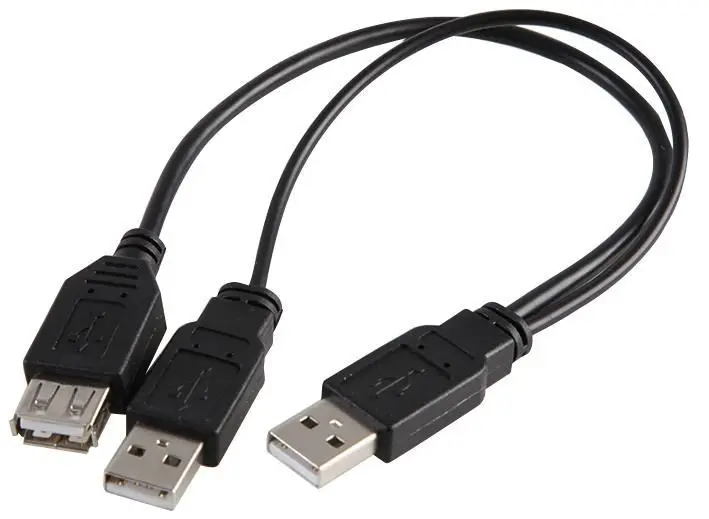 PRO SIGNAL - Kabel USB A Lelaki ke USB A Perempuan Kuasa Tinggi Berkembar, 0.2m